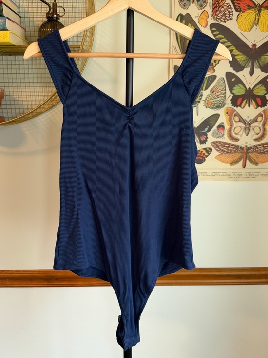 LC Lauren Conrad Tops - Navy Ribbed V-Neck Bodysuit